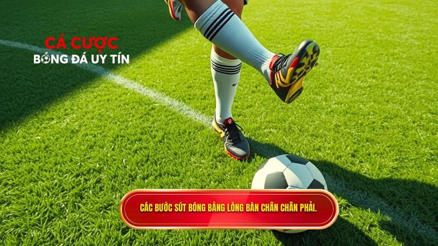 Phân tích chi tiết các bước thực hiện kỹ thuật sút bóng bằng lòng bàn chân phải